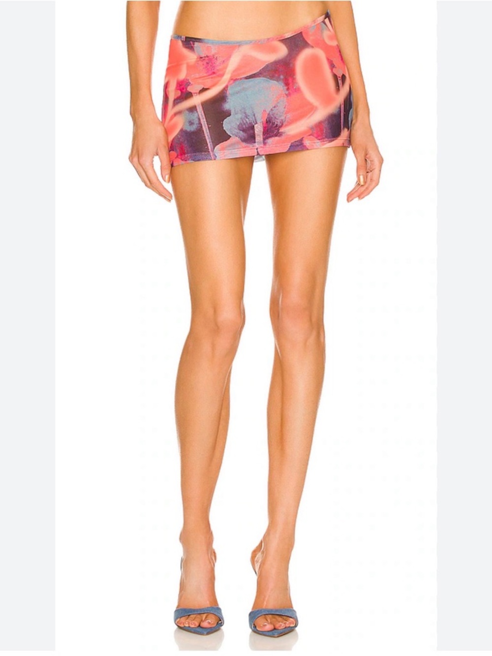 Miaou Elektra Skirt "Neon Peach Floral" print.